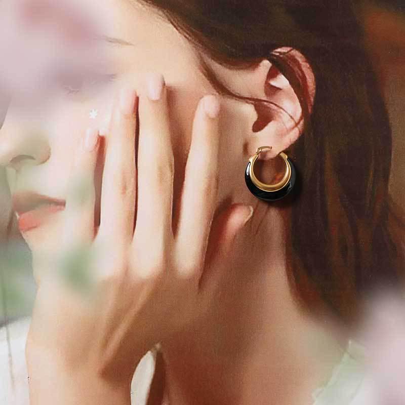 Ретро Эпоксидные Серьги-Кольца с Эмалью: Модный, Высококлассный и Универсальный