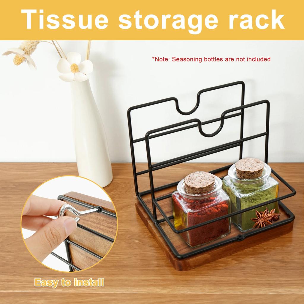Napkin Holder Metal Table Napkin Holder with Weighted Base Multipurpose Napkin Salt and Pepper Dispenser for Kitchen Countertop