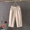 Hemp and Linen Shorts Women's Summer Loose Plus Size Linen Elastic Waist Narrow Trousers Legs Loose Trousers for Daily Wear