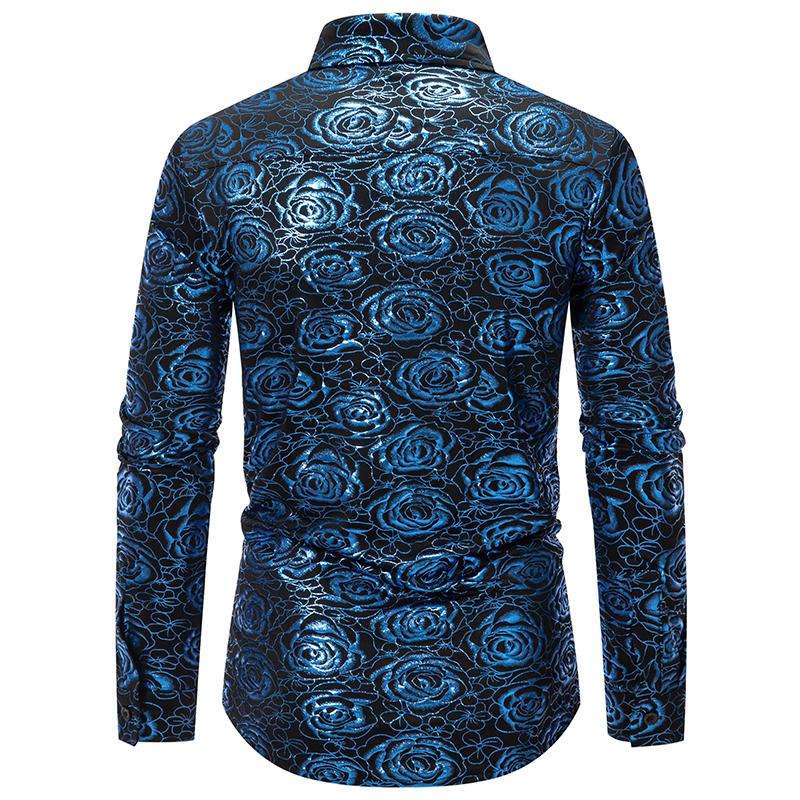Мужская рубашка с принтом роз в европейском стиле, новая осенняя повседневная рубашка с длинным рукавом, мужская модная рубашка для вечеринок и ночных клубов
