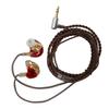 Resin Dynamic Earbuds 2 Pin HIFI Monitor Gaming Headset E-Sports Earphone with Microphone(Red )