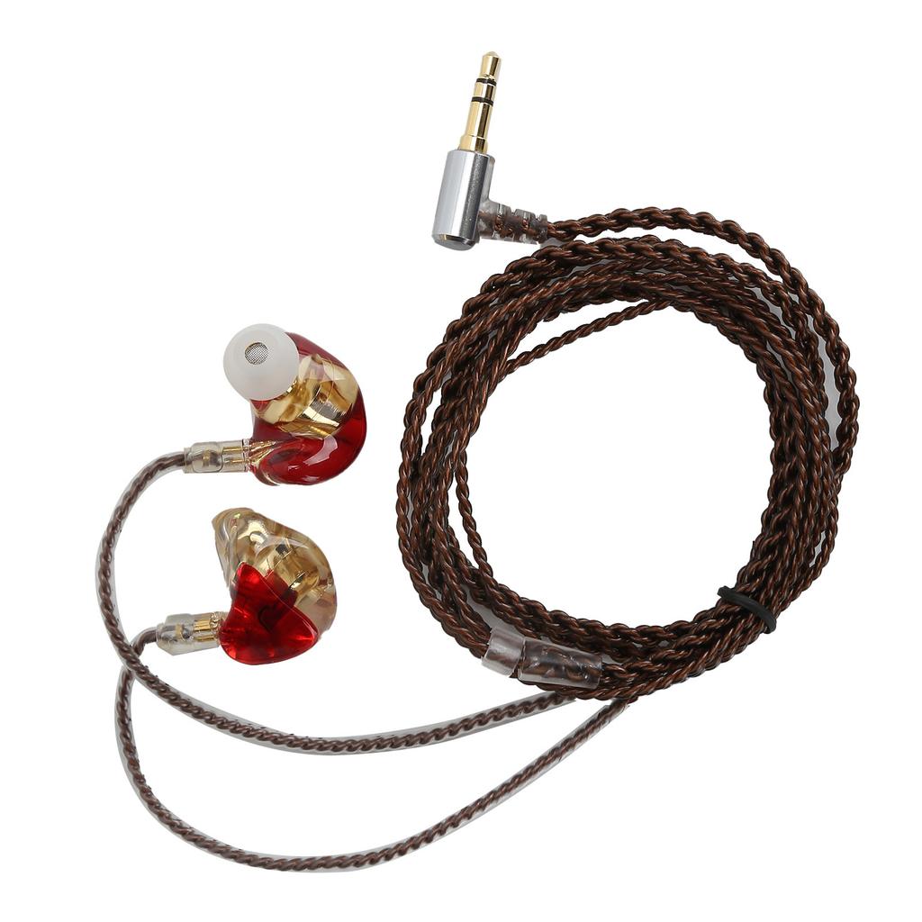 Resin Dynamic Earbuds 2 Pin HIFI Monitor Gaming Headset E-Sports Earphone with Microphone(Red )