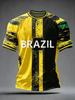 2026 Brazil Style Soccer Jersey Men's Quick Dry Breathable Football Training Top Slim Fit Short Sleeve O-Neck for Match Casual