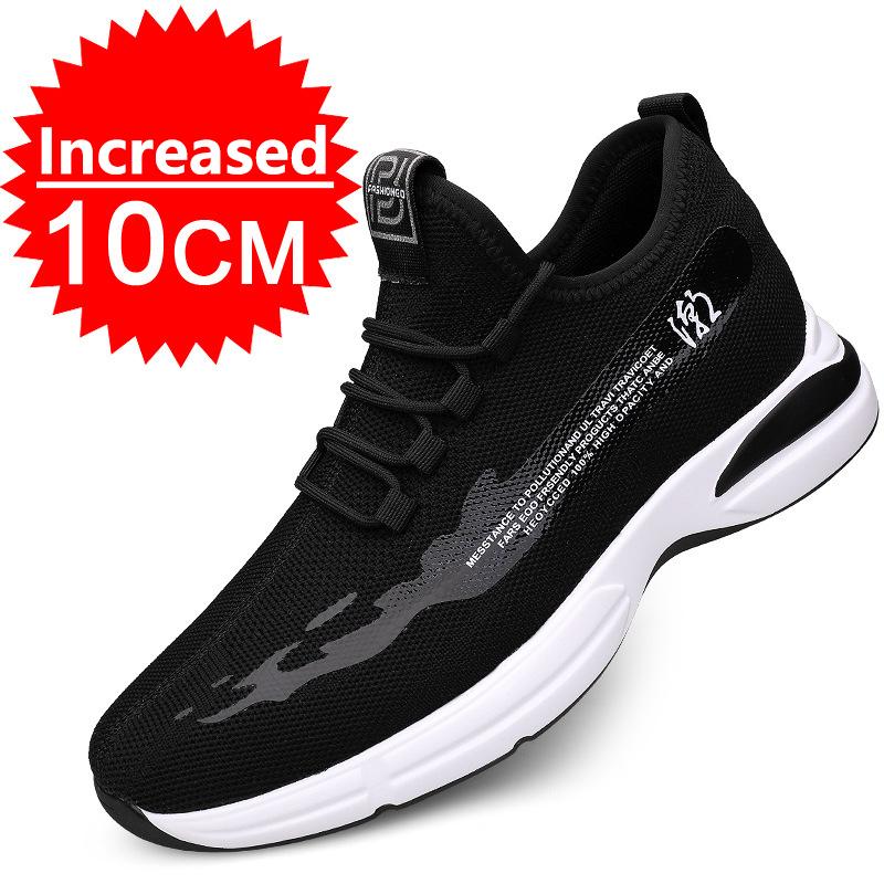 Summer Breathable Mesh Elevator Shoes for Men 10cm Invisible Height Increase White Men's Sneakers Outdoors Casual Canvas Shoes