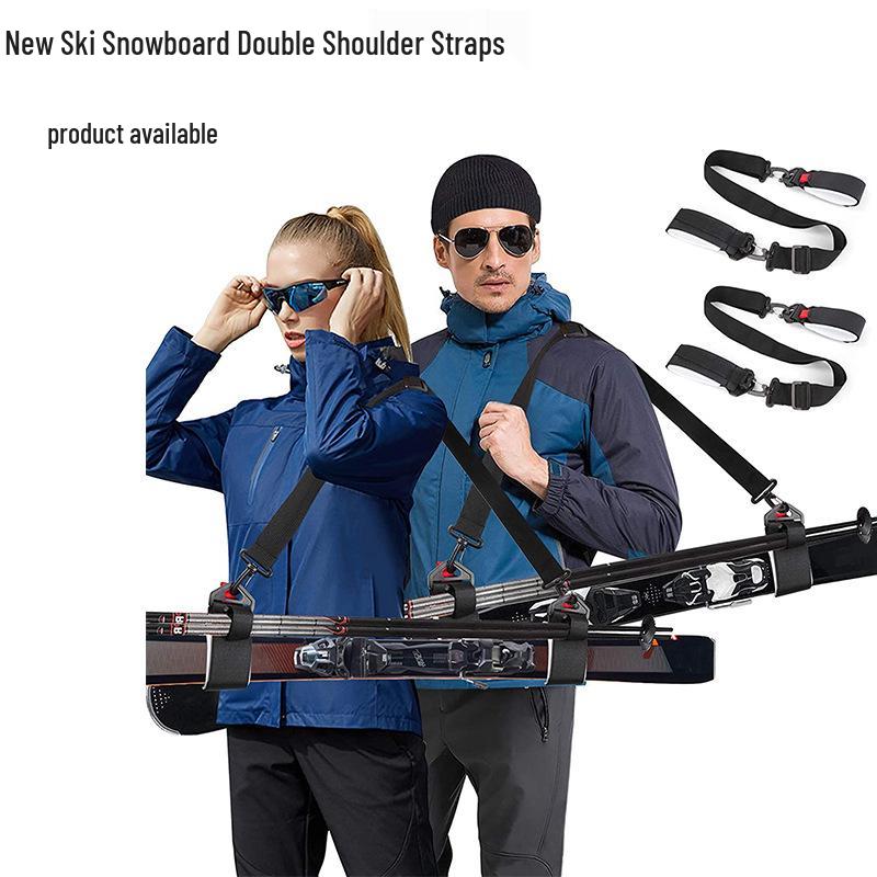 Dual Ski Board Shoulder Strap with Tie-Down for Outdoor Equipment Access