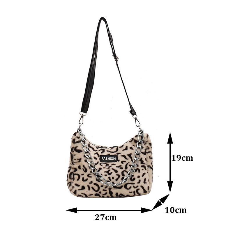 Зимняя сумка на плечо из искусственного меха, модные сумки кроссбоди с анималистичными принтами для женщин, дизайнерские женские сумки с цепочкой, сумки под мышкой CLE