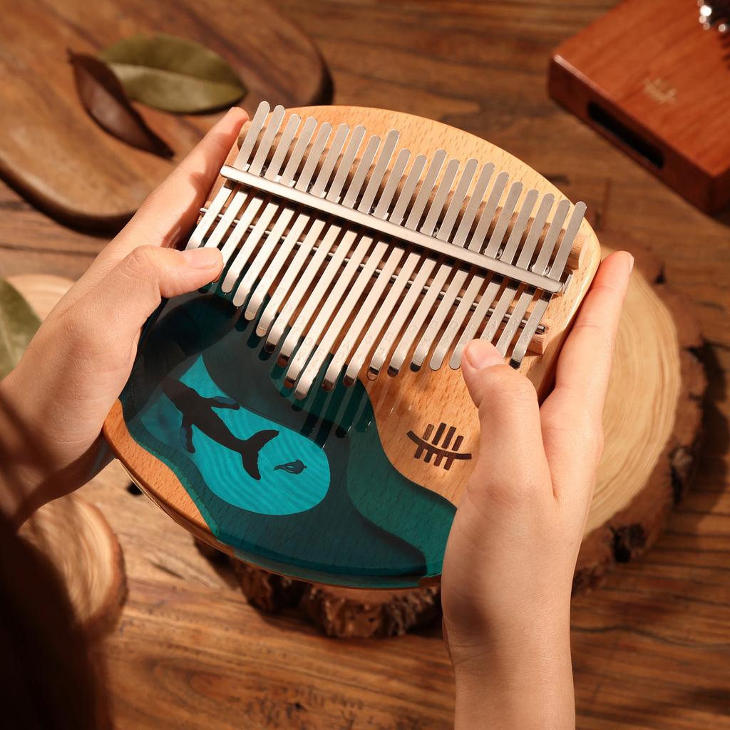 Hluru Kalimba Thumb Piano 21 клавиша Буковое дерево для большого пальца Фортепиано Портативный музыкальный инструмент синий