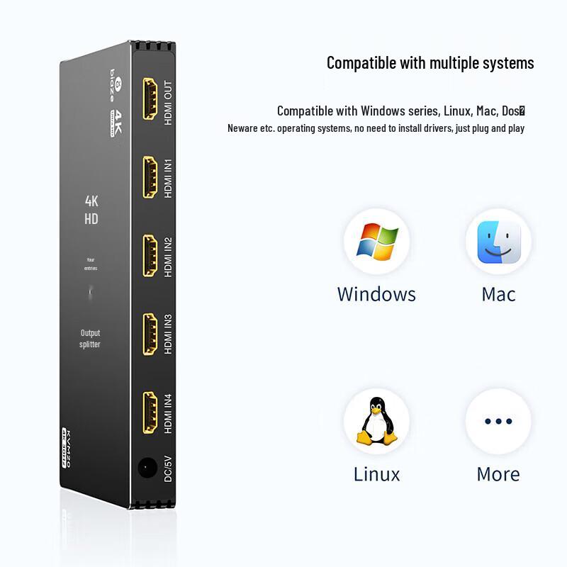 BIAZE 4-портовый KVM-переключатель 4K HDMI
