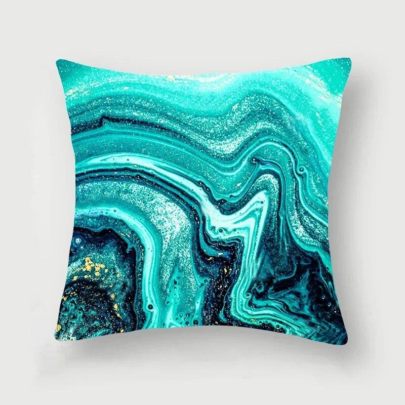 Nordic Blue Marble Polyester Pillowcase Sea Rock Texture Bedside Sofa Chair Throw Pillow Cushion Cover Home Decor