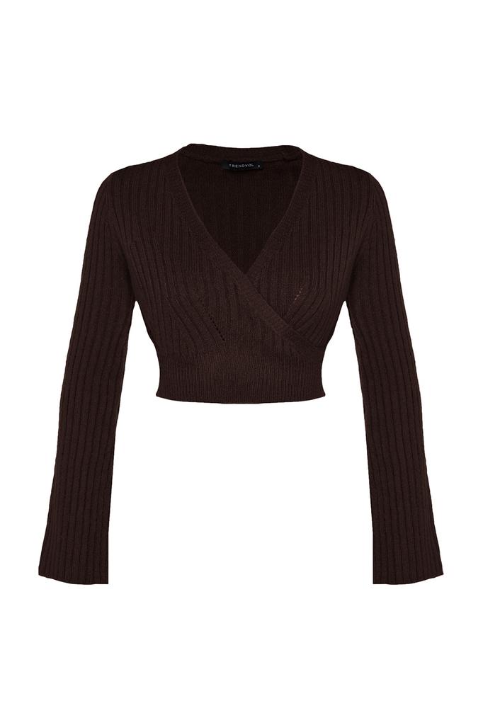 Женский модный новый свитер, укороченный каменный свитер, мягкий текстурированный двубортный трикотажный свитер