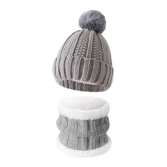Набор из 3 предметов: зимний вязаный шарф, перчатки и шапка с помпоном и флисовой подкладкой. Шапка без полей, перчатки с сенсорным экраном, набор для согрева шеи.