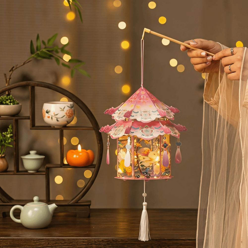 PVC Mid-Autumn Festival Lantern Portable Removable Handheld Lantern Button Battery Operated Lightweight Hanging LED Lantern