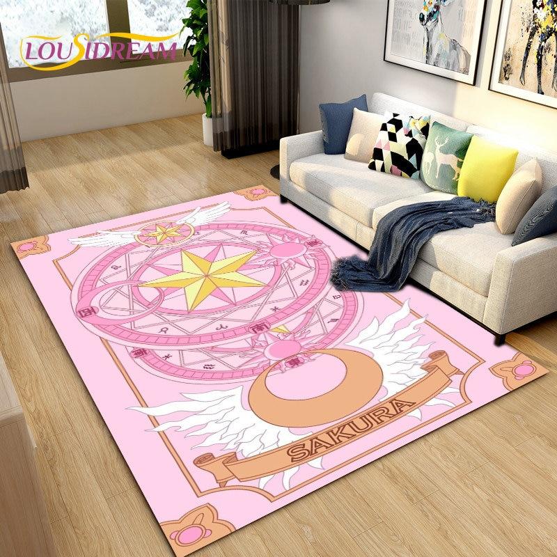 Милый мультяшный коврик Cardcaptor Sakura, коврик для гостиной, спальни, диван, коврик для украшения, детский нескользящий напольный коврик