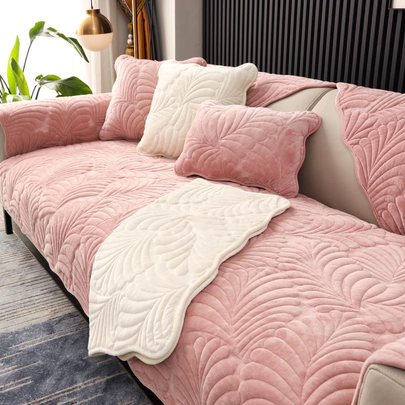 Простая зимняя короткая плюшевая диванная подушка, украшение для гостиной, противоскользящее толстое полотенце для спинки, мягкое, удобное, многоцветное, печатное, чехол для дивана