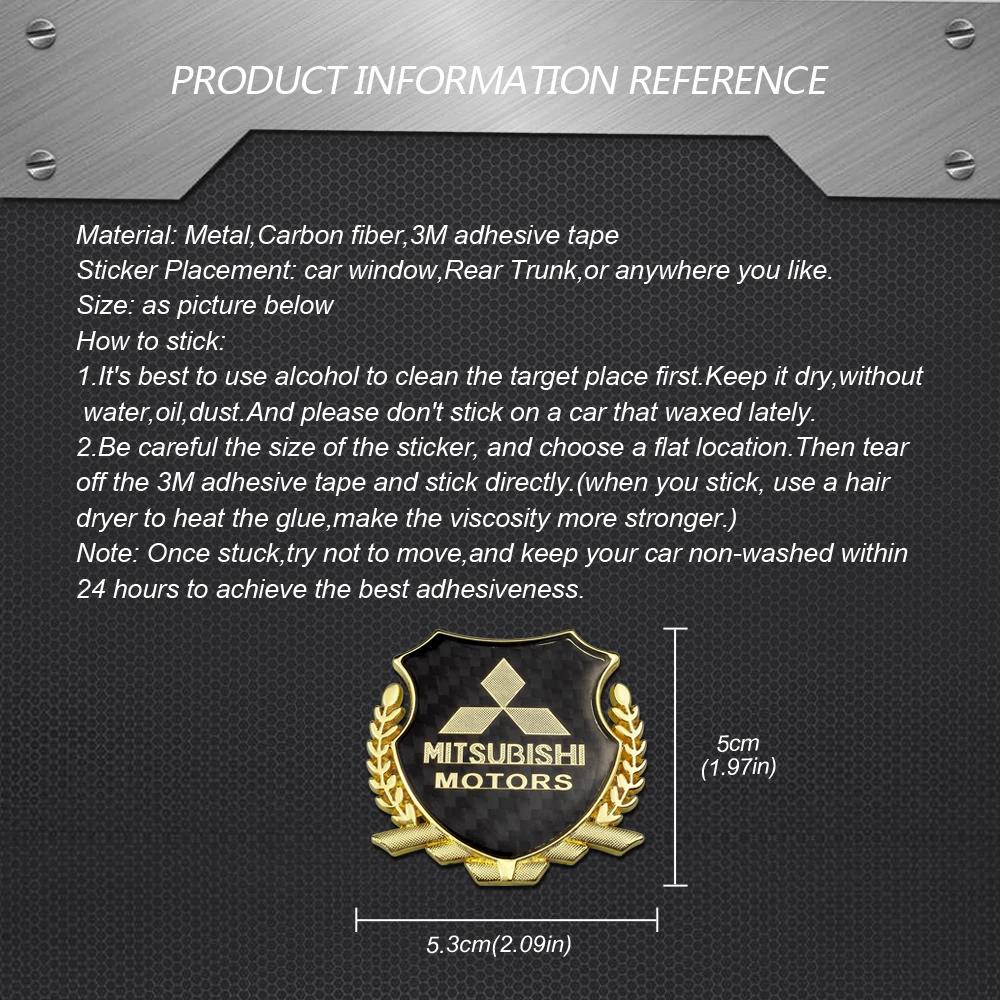 Metal Carbon Fiber Emblem for Mitsubishi Logo RALLIART ASX Lancer 9 10 L200 Pajero Outlander Eclipse Window Sticker Badge