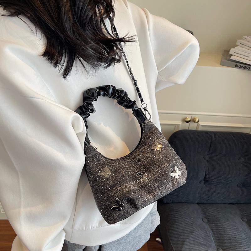 Популярная сумка этого года лето 2025 новая корейская версия модная плиссированная сумка-тоут женская универсальная джинсовая сумка-пельмень