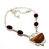 Rhyolite Jasper Garnet Gemstone 925 Silver Plated Jewelry Necklace 18"