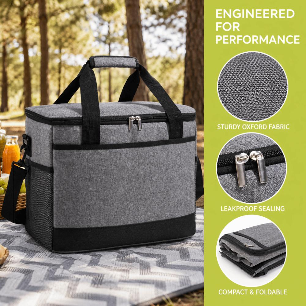 Foldable Insulated Lunch Bag Oxford Cloth Picnic Cooler Tote Durable Grocery Bag For Shopping