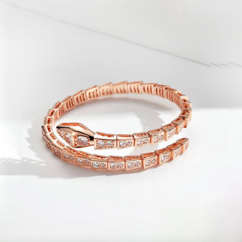 Snake Rhinestone Bangle Bracelet Women Wedding Party Accessories