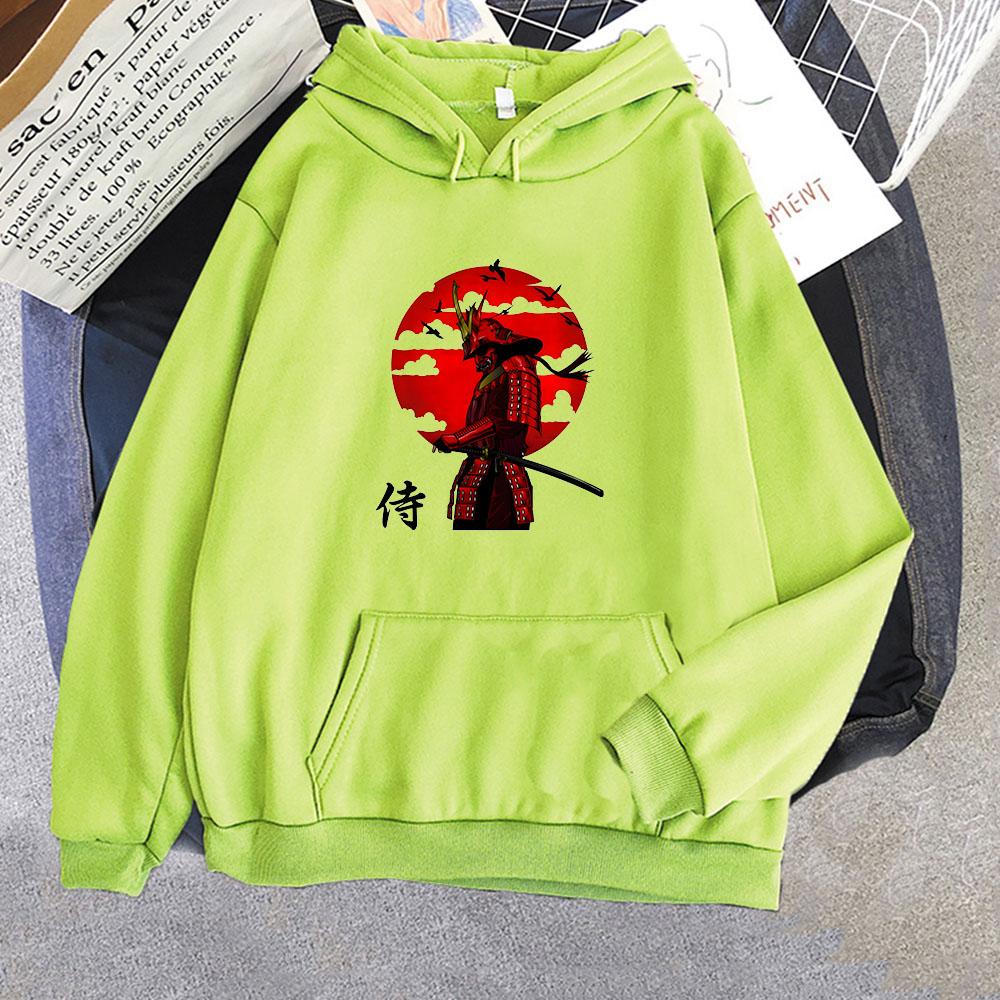 Japan Samurai Armor Katana Graphic Hoodies Cartoon Print Aesthetic Sweatshirt for Autumn/Winter Anime Clothing Moletom Hoody
