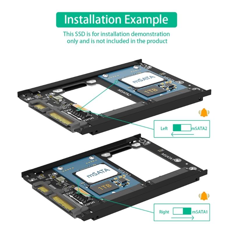 Metal Case Double mSATA SSDs To 2.5inch SATA3.0 6Gbps Adapter Card Socket mSATA to SATA3.0 Adapter Risers mSATA SSDs Adapter