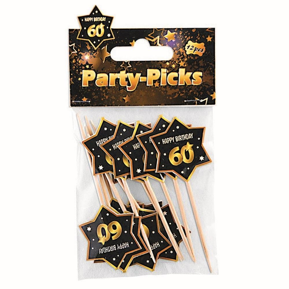 Bristol Novelty 60th Birthday Party Picks (Pack Of 12)