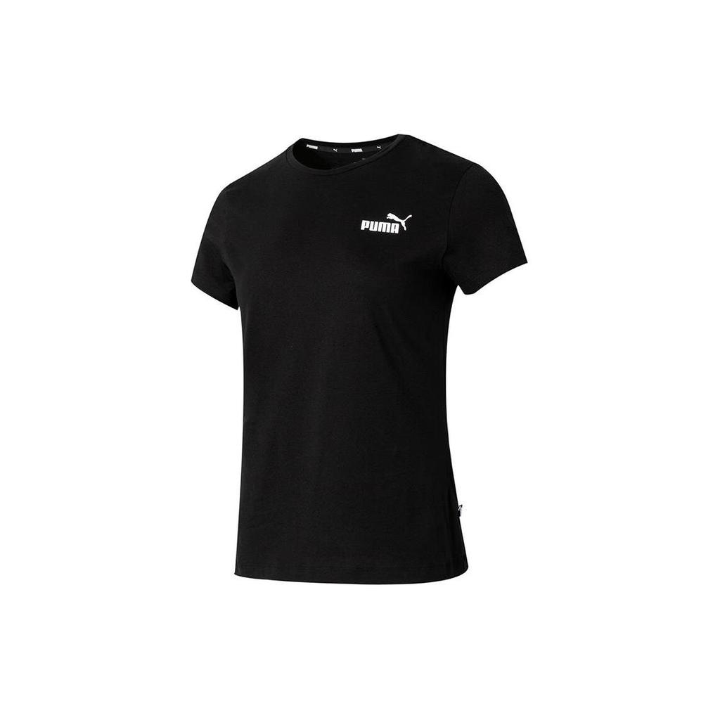 Puma Solid Color Casual Comfortable Breathable Fitness Training Sports Fashion Trend Round Neck Short Sleeve T-Shirt Women Tops Black 630561-01