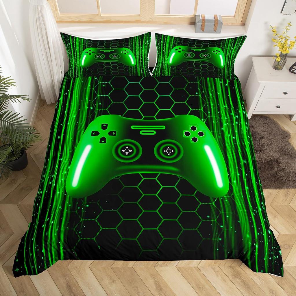 Игровой Комплект Постельного Белья Игровое Пододеяльник для Детей Подростков Мужчин Игровая Консоль Комплект на Кровать Геометрия Полоски Соты Шестиугольник Пододеяльник