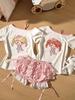 2025 Милая розовая клетчатая юбка с бантом: Универсальные японские летние кружевные кюлоты моэ для женщин