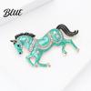 Unisex Brooch Pin Galloping Horse Enamel Rhinestones Studded Sophisticated Chinese