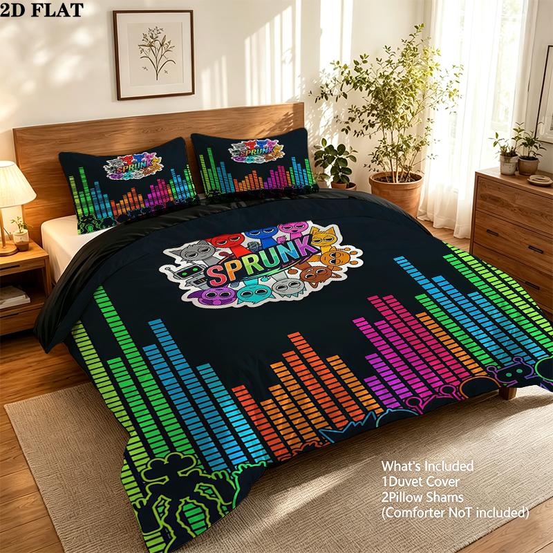 Sprunki Pattern Bedding Home Decoration Birthday Gift ( 1 duvet cover + 2 pillowcase, without core),fan merchandise.