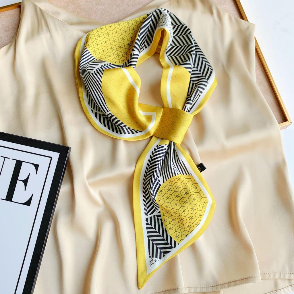 Длинный маленький шелковый шарф, высококачественная сумка для шарфа, универсальная подходящая к рубашке, шарф