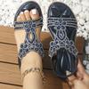 Foreign Trade Flat Women's Shoes Bohemian Style Beach Slippers Large Size with Hollowed Out Rhinestone Sandals for Women