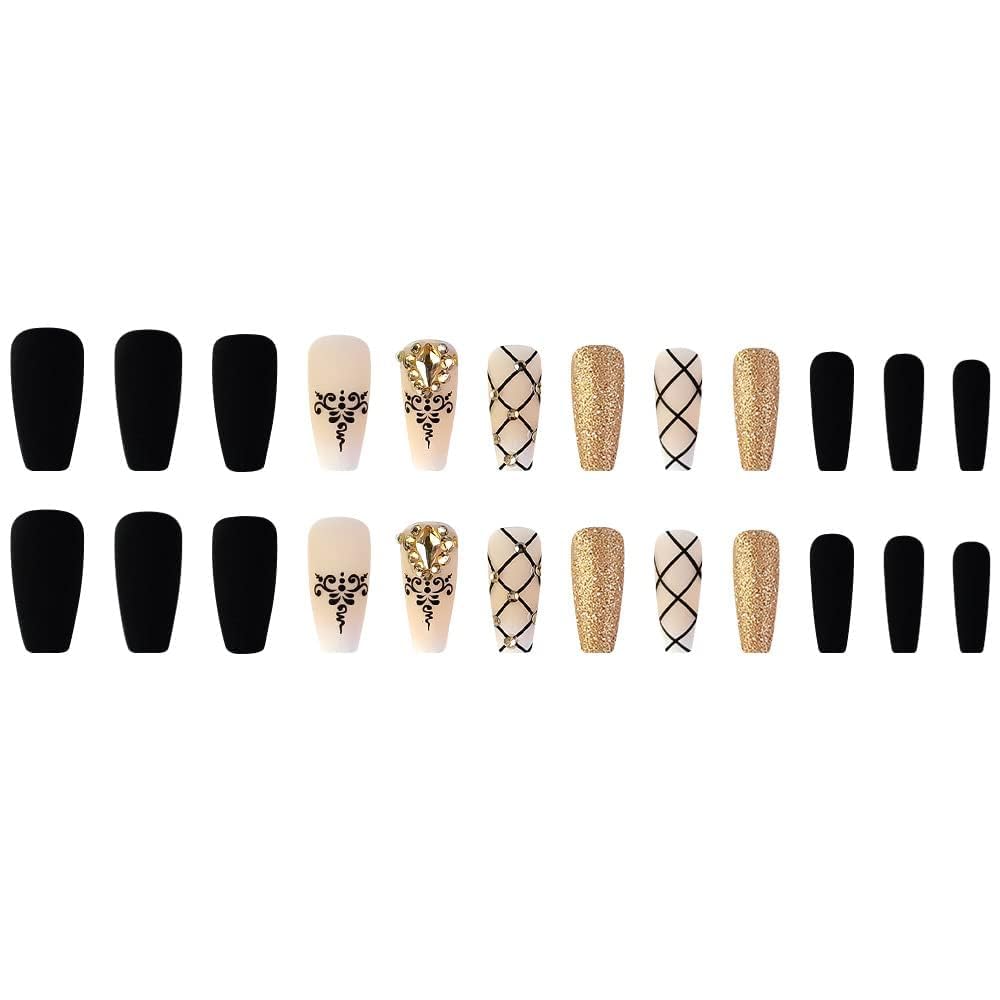Набор из 24 многоразовых искусственных накладных ногтей | Легкие и долговечные | Быстрое решение для фестивалей и особых случаев