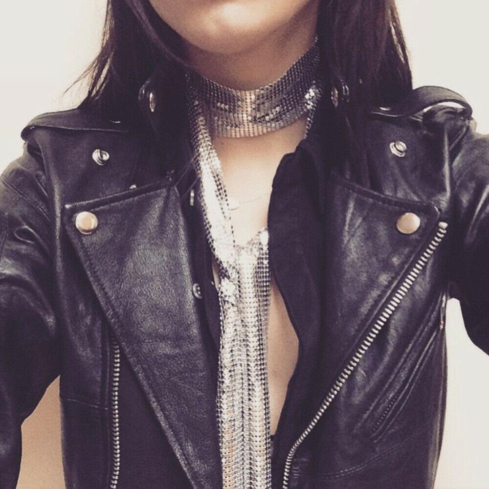 Алюминиевый сплав, вечерние, в стиле панк, эффектный блестящий шарф с блестками, женский коктейльный воротник, длинное колье