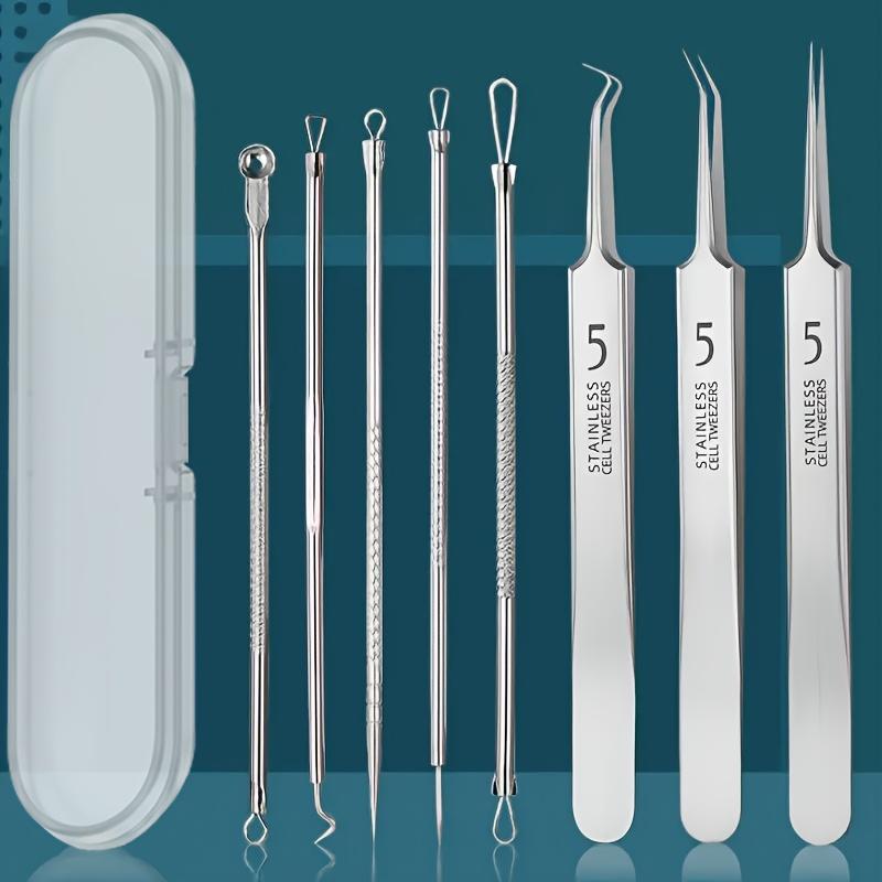 8-Piece Blackhead Remover Kit – Stainless Steel Blemish Acne Extraction Tools – Professional Pimple Popper Set for All Skin Mass Air Flow 3