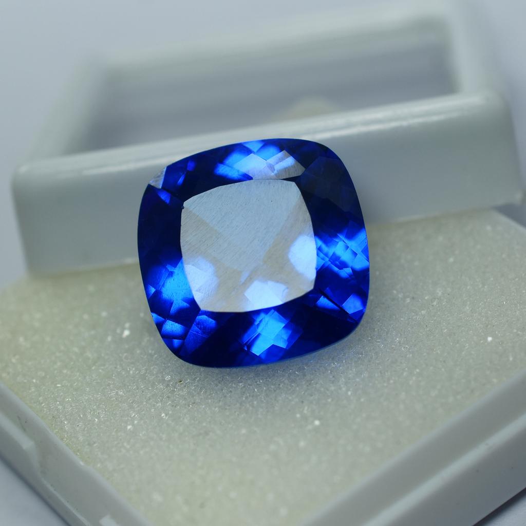 Natural Blue Tanzanite Loose Gemstone 24.40 ct Square Cushion Shape for Jewelry Making and Crafts