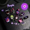 Накладные ногти Pokemon Gengar Черно-фиолетовый Гот Skull Star Дизайн Многоразовые Аниме Накладные Кончики Ногтей Хэллоуин Декор