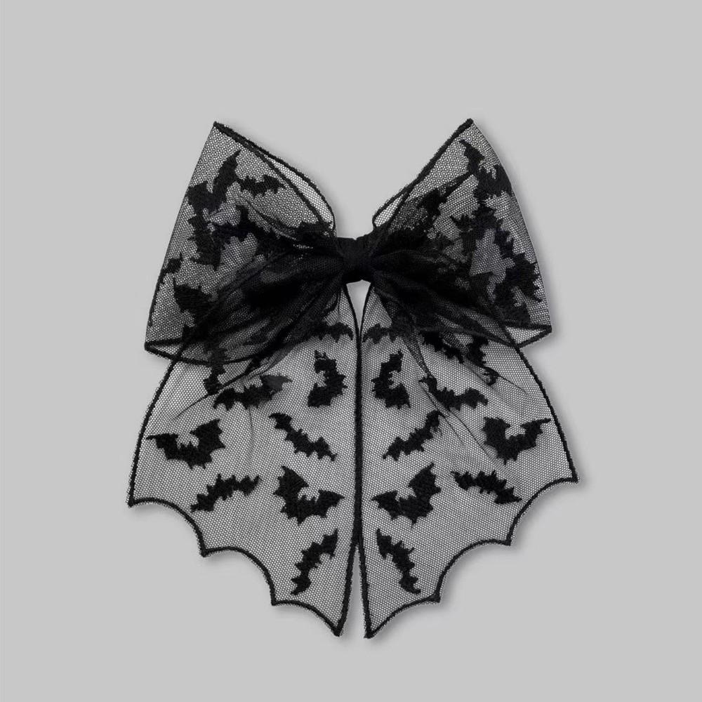 Lace Spider Web Hair Clip Spring Clip Halloween Hairpin Creative Bat Head Veil Hair Accessories