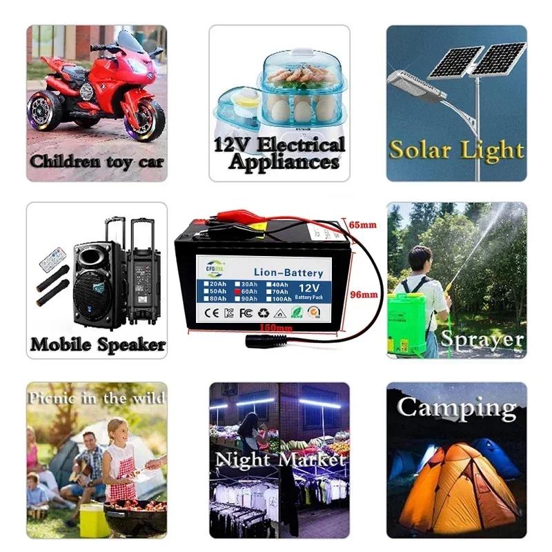 Upgrade 3S6P 18650 100Ah 12V Li Ion Battery Electric Vehicle Lithium Battery Pack Built-in BMS 30A High Current + Charger