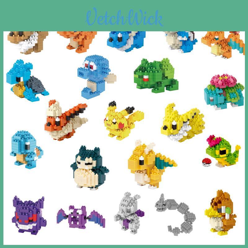 Nano Block Pokemon Diamond Mini Building Blocks Toys Pikachu Charizard Eevee Snorlax Mewtwo And Charmander