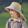 UV Protection Kids Beach Cap Solid color Sunscreen Bucket Hat Children Shawl Sun Hat  Boy