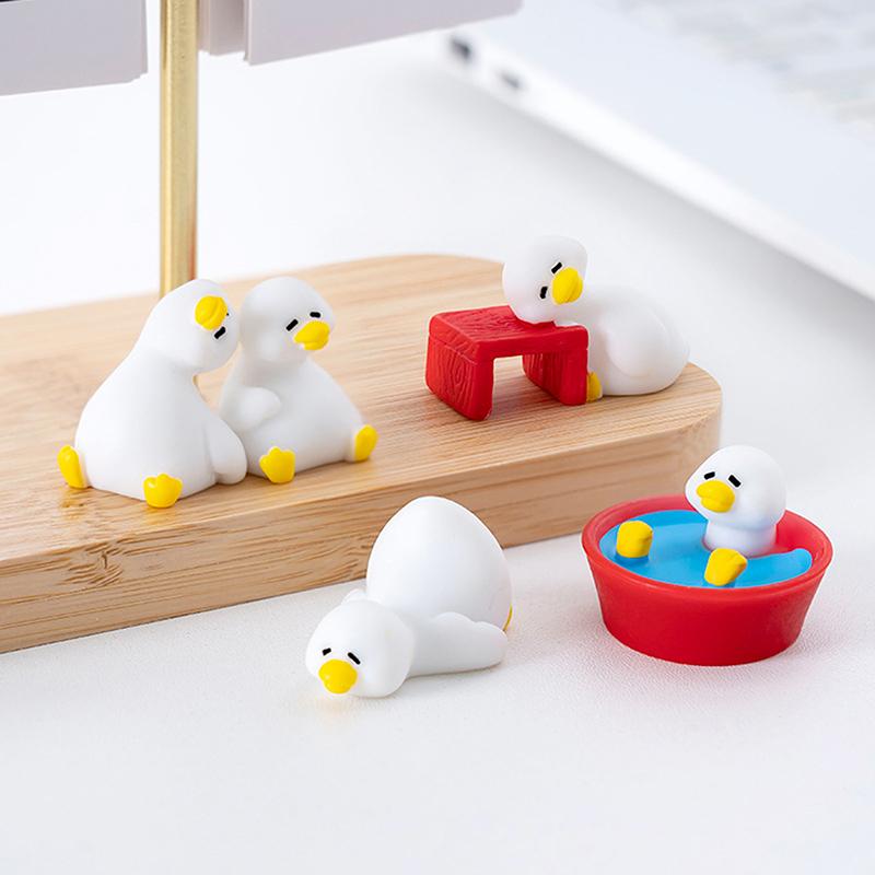 Miniatures Figurines Cute White Duck Animal Micro Landscape Ornaments For Home Desk Decoration Gardening Accessories