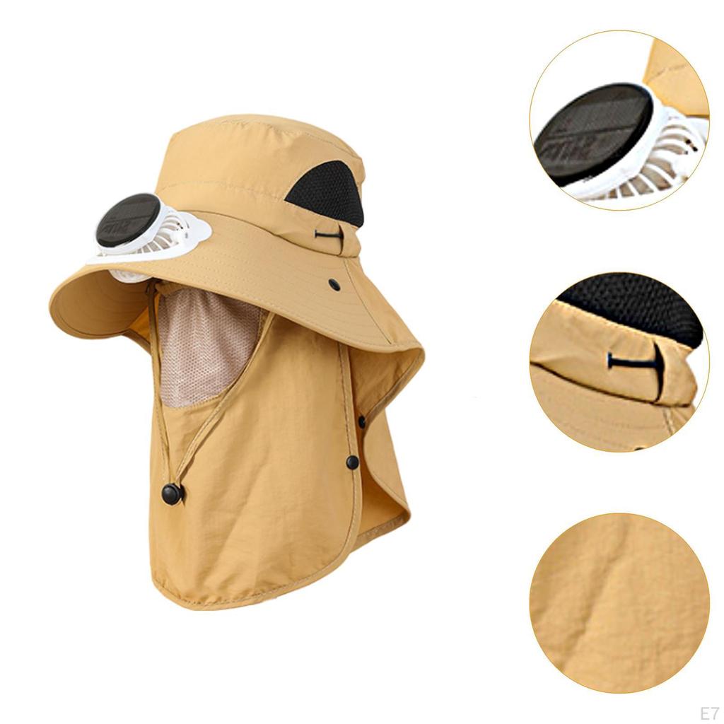 Outdoor Hat with Fan Bucket Lightweight Breathable Wide Brim Sun Protection