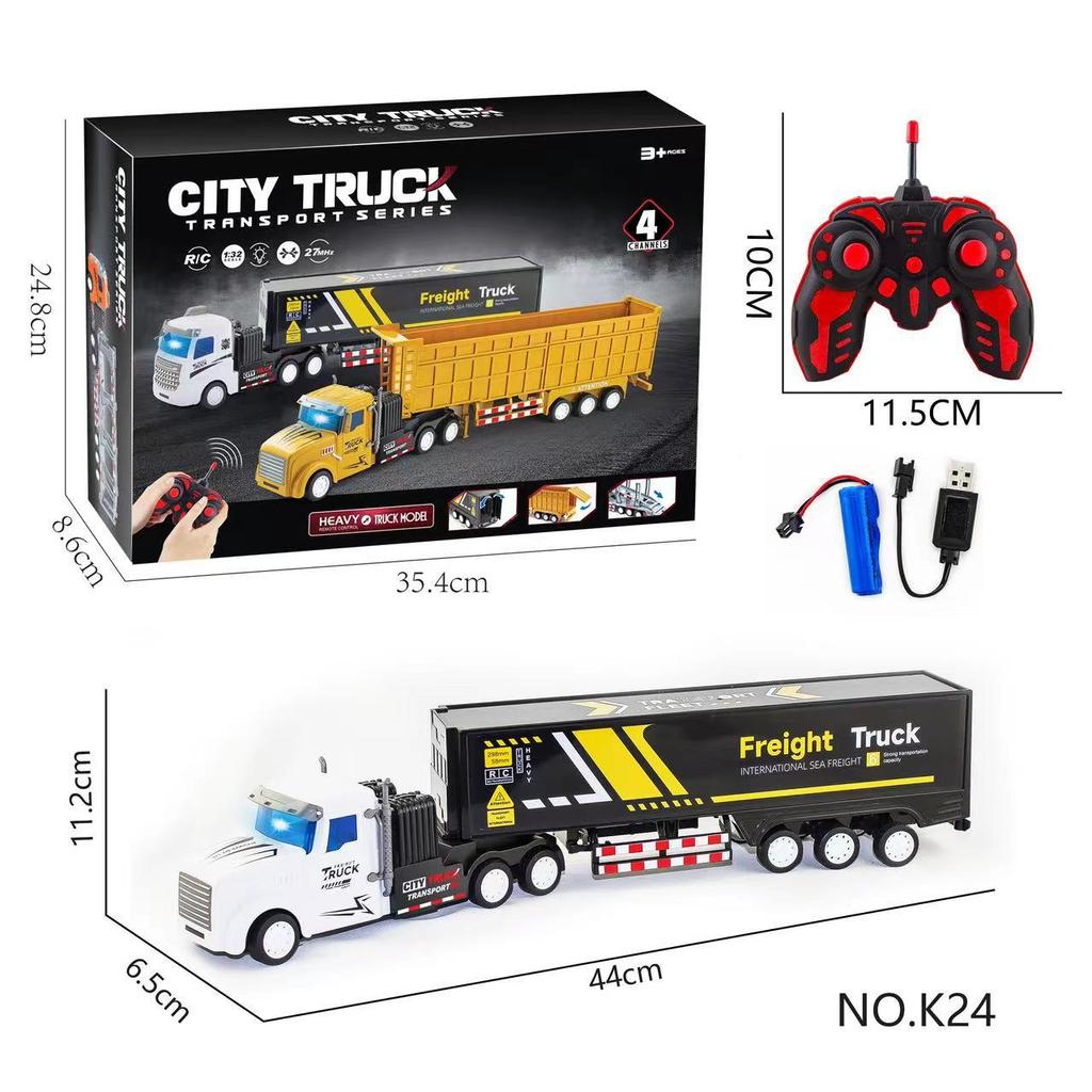Children'S Toys Electric Remote Control Car Semi-Trailer Freight Truck Container Truck Transporter Toy Model