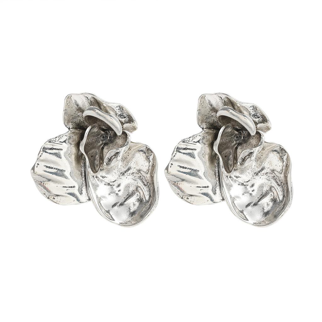 Серьги-цветы в стиле ретро из легкого сплава класса люкс с объемным рисунком, преувеличенные серьги-цветы из многослойного золота высокого качества