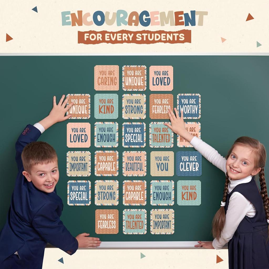 4E's Novelty Boho Classroom Bulletin Board Sets, Boho Motivational Bulletin Board Decorations & Positive Affirmations School Wall Decor Classroom
