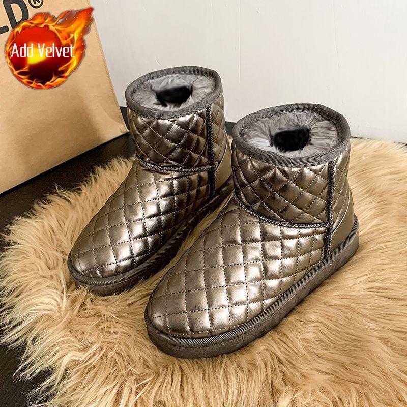 Модные зимние водонепроницаемые сноубутсы для женщин, утепленные флисом, массивные женские ботинки, горячие, удобные и элегантные ботильоны Y2k из овчины по акции