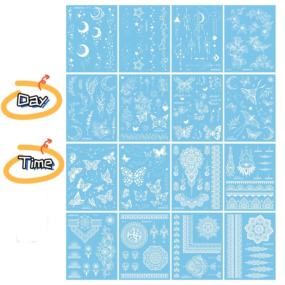 1 лист белой хны для татуировки, светящаяся синяя временная татуировка для руки