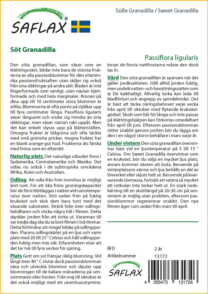 SAFLAX Сладкая Гранадилла - 20 семян - Passiflora ligularis